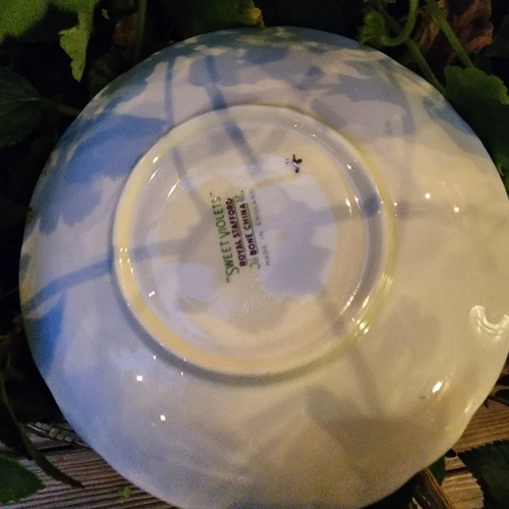 Sweet Violets Tea Cup & Saucer Royal Stafford Bone China England White Purple
